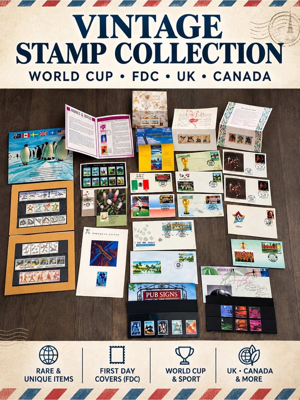 Vintage Stamp Lot FDC First Day Covers Mexico 86 World Cup UK Canada